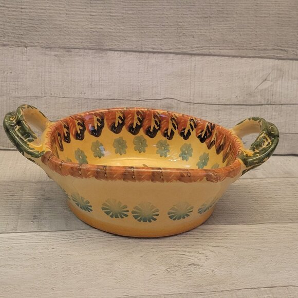 Hand-Painted Italian Ceramic Baking Dish With Dual Handles & Apple Design ARS - Picture 2 of 7